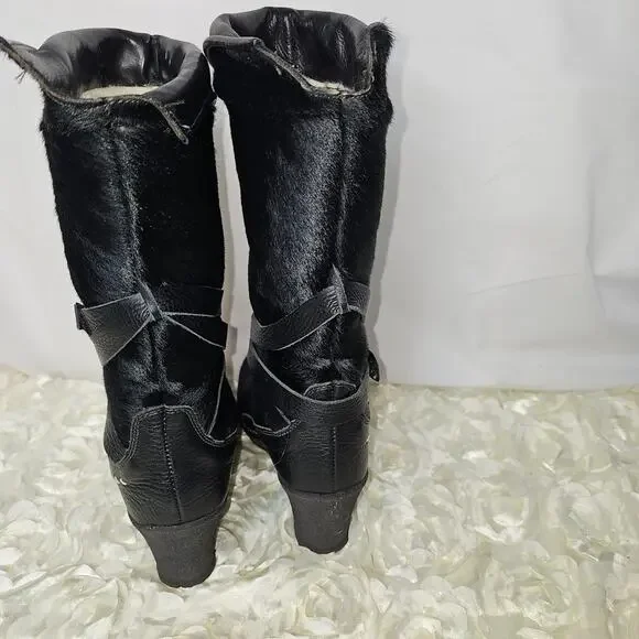 Oscar Sport Black Calf/Pony Hair Winter Snow Boot, Size 37 =6